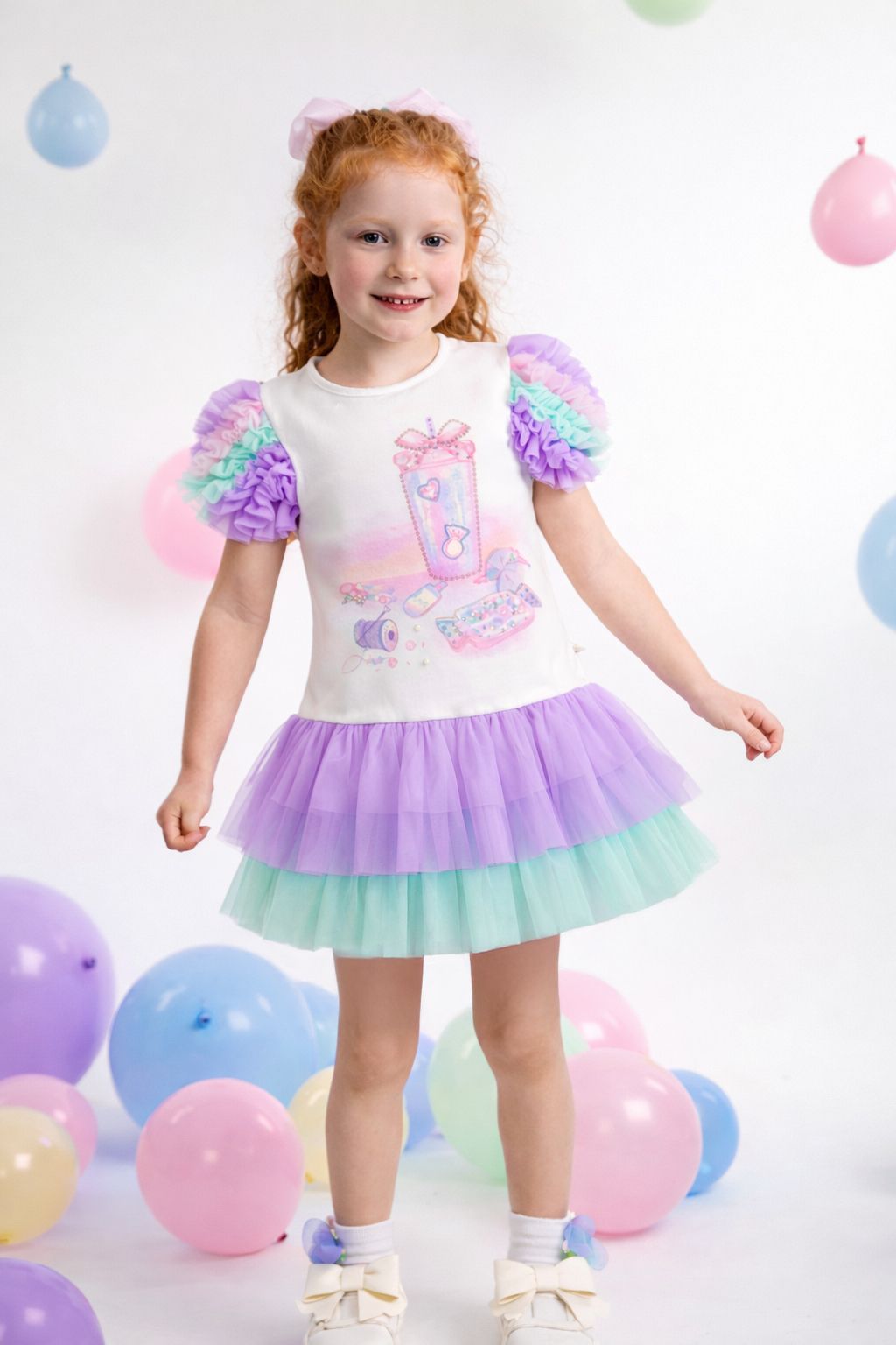 Caramelo Rainbow Crafty Tulle and Jersey Dress