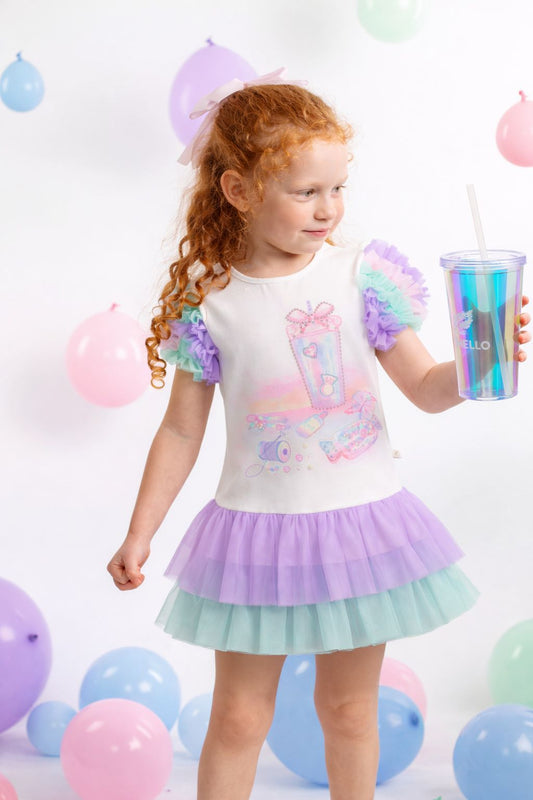 Caramelo Rainbow Crafty Tulle and Jersey Dress