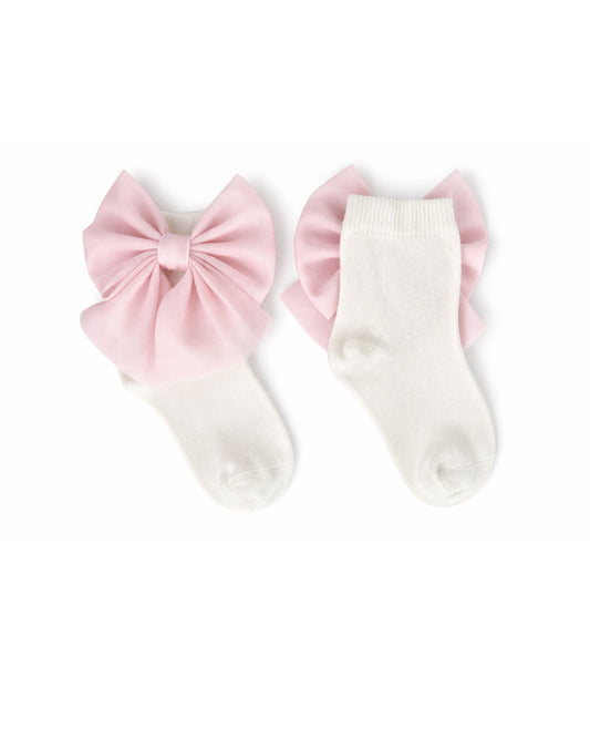 Caramelo Ivory Ankle Socks with Tulle Pink Bow