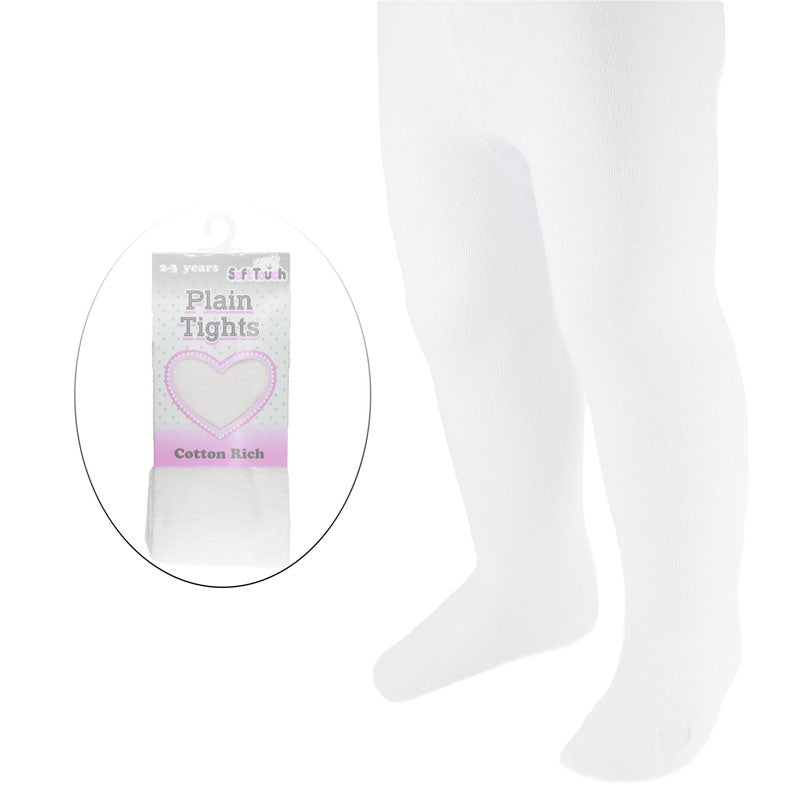 Baby Tights - Plain White Cotton