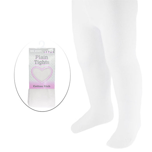 Baby Tights - Plain White Cotton