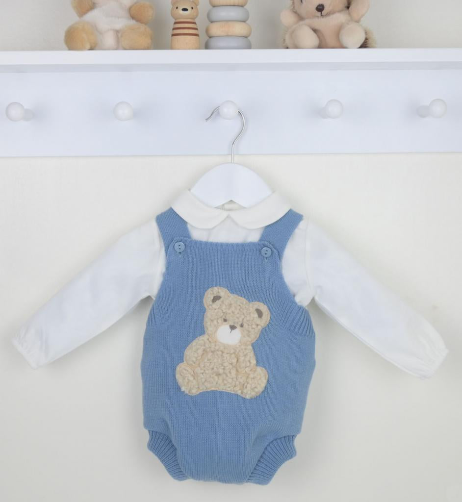 Teddy Bear Dungaree 2 Piece - Blue