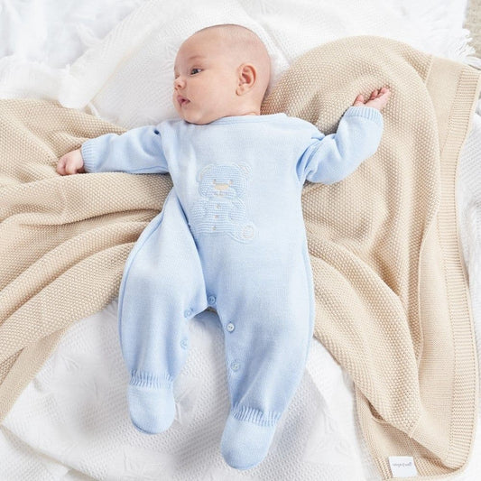 Blue Teddy Knit Onesie