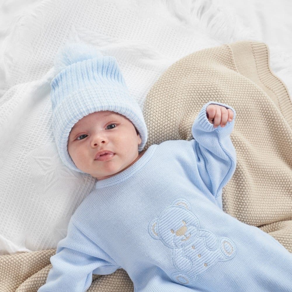 Blue Teddy Knit Onesie