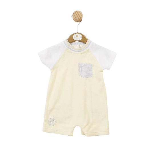 Mintini - Lemon & White Towelling Romper