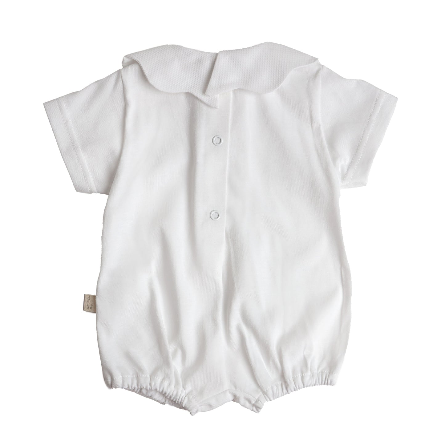 Baby Gi - White Cotton Pique Romper