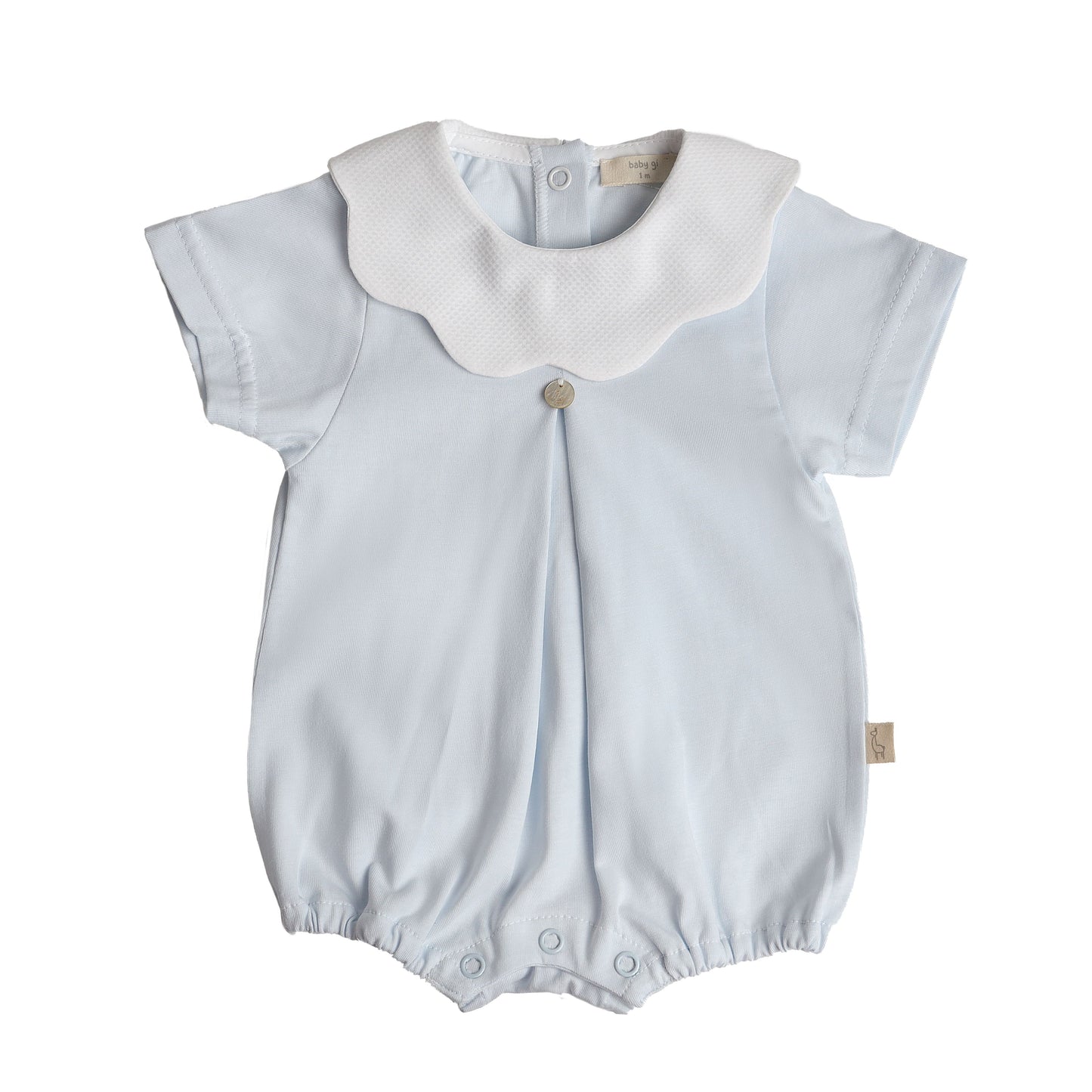 Baby Gi - Blue Cotton Pique Romper