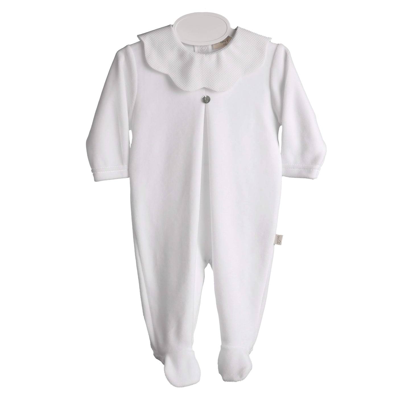 Baby Gi - Velour Pique Babygrow WHITE