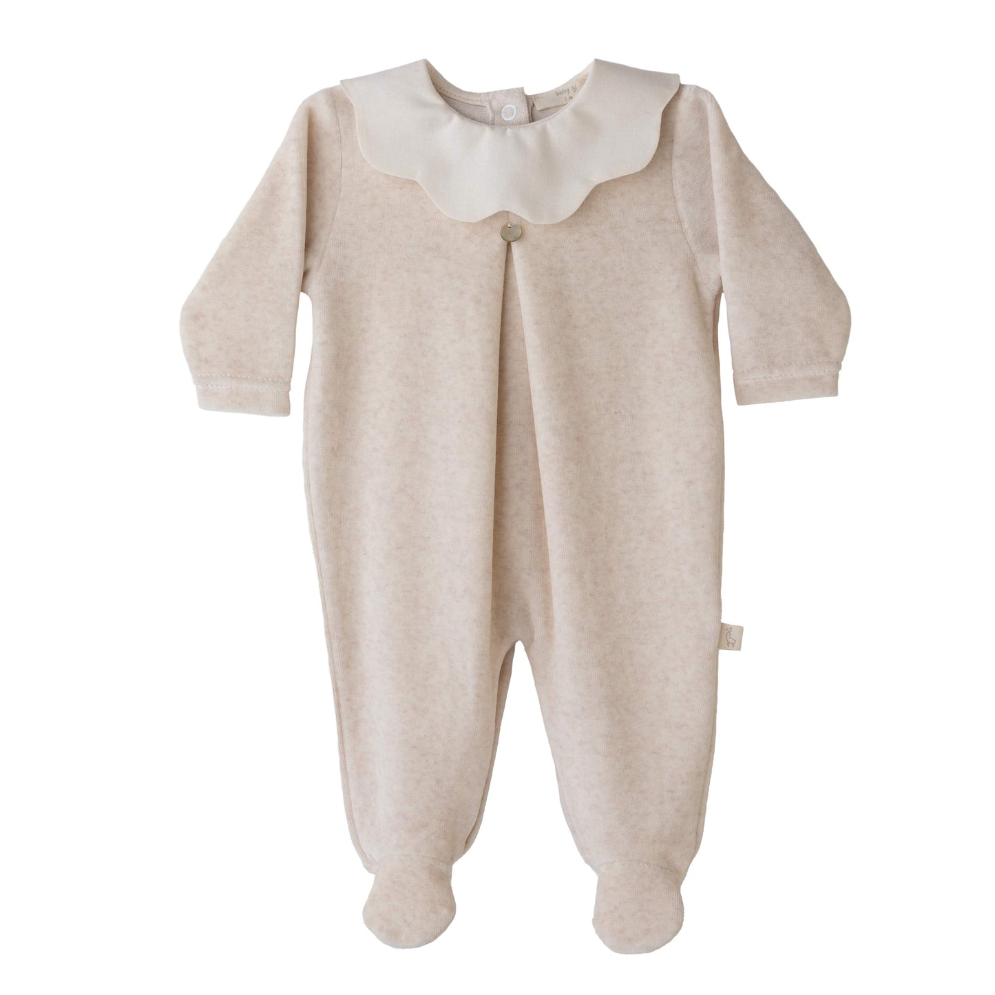 Baby Gi - Velour Pique Babygrow CAMEL