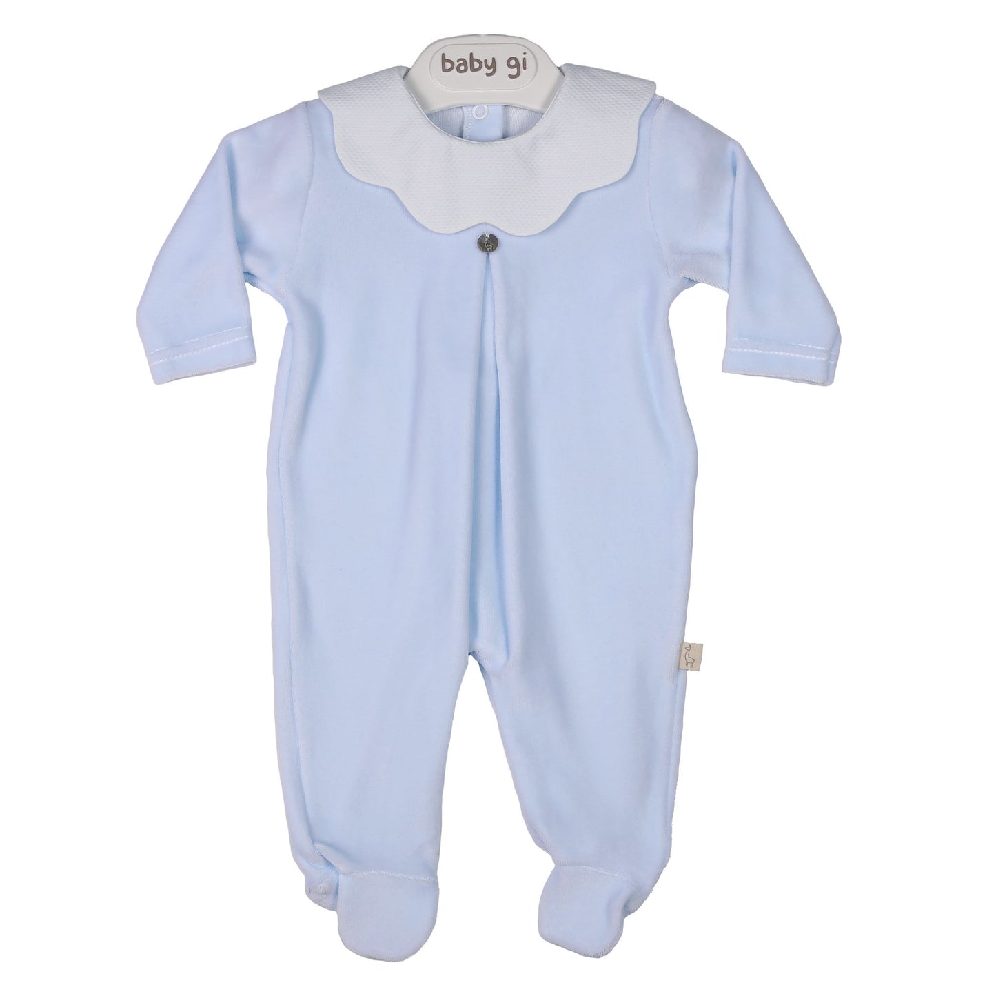 Baby Gi - Velour Pique Babygrow BLUE