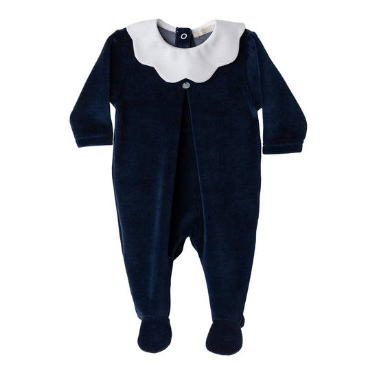 Baby Gi - Velour Pique Babygrow NAVY