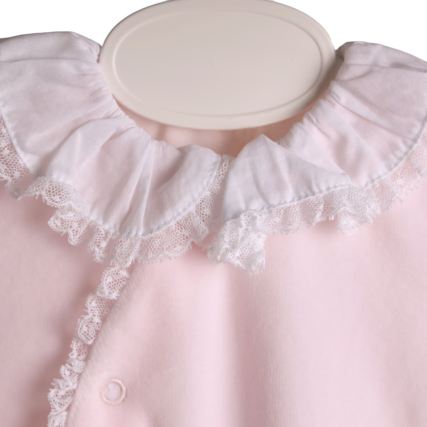 Baby Gi - Pink Cotton Lace Frilly Collar Babygrow