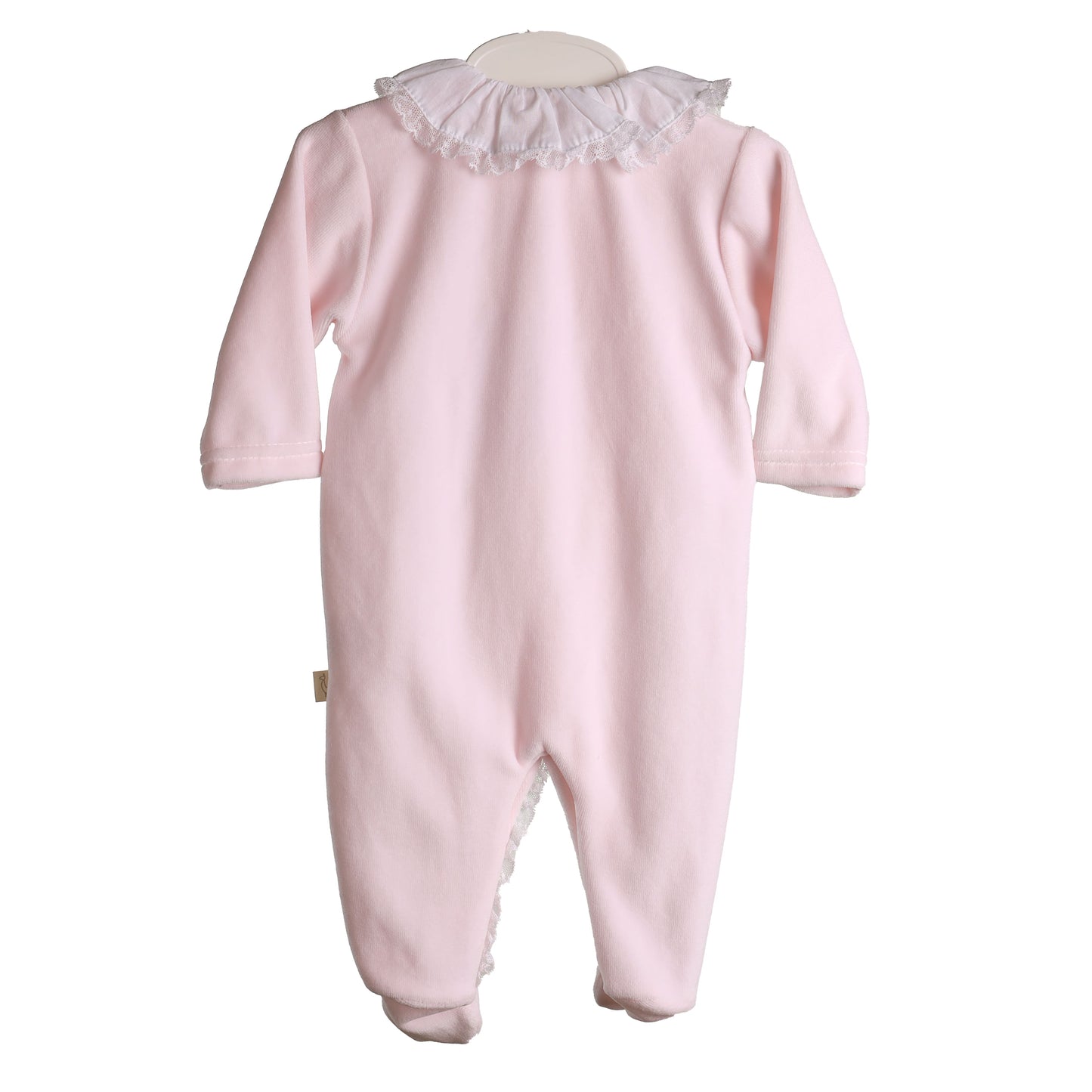 Baby Gi - Pink Cotton Lace Frilly Collar Babygrow