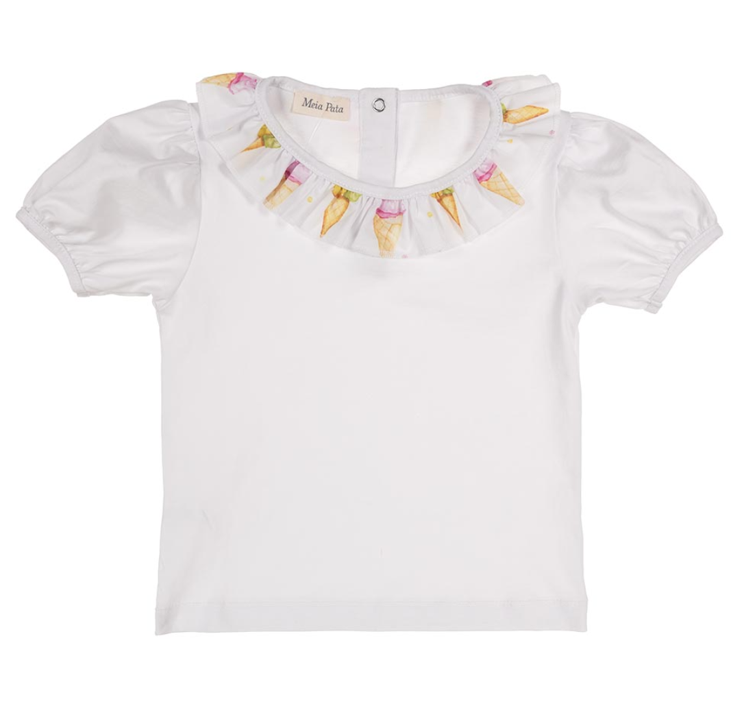 Meia Pata Bubbly Ice Cream Shorts & Top Set - White