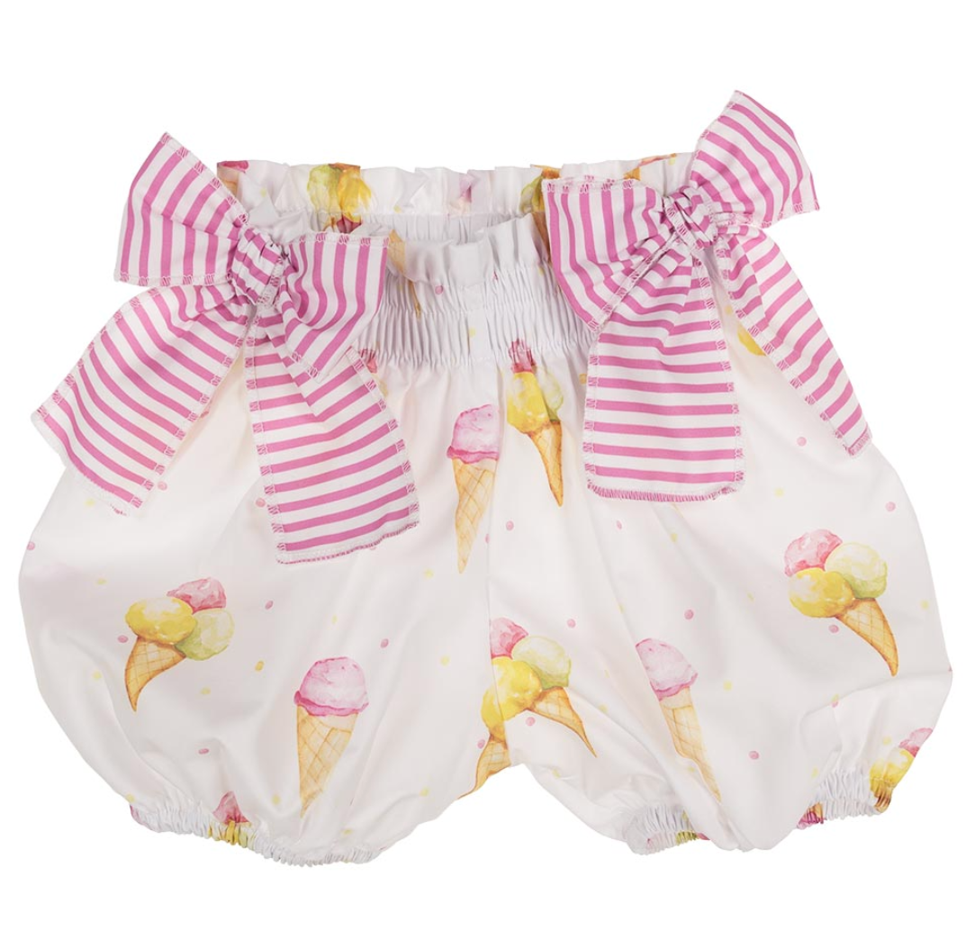 Meia Pata Bubbly Ice Cream Shorts & Top Set - White