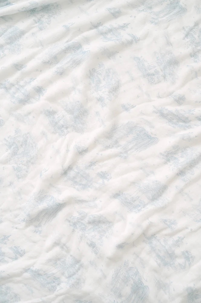 Gilded Bird X-Large Muslin Swaddle - Spring Toile Blue