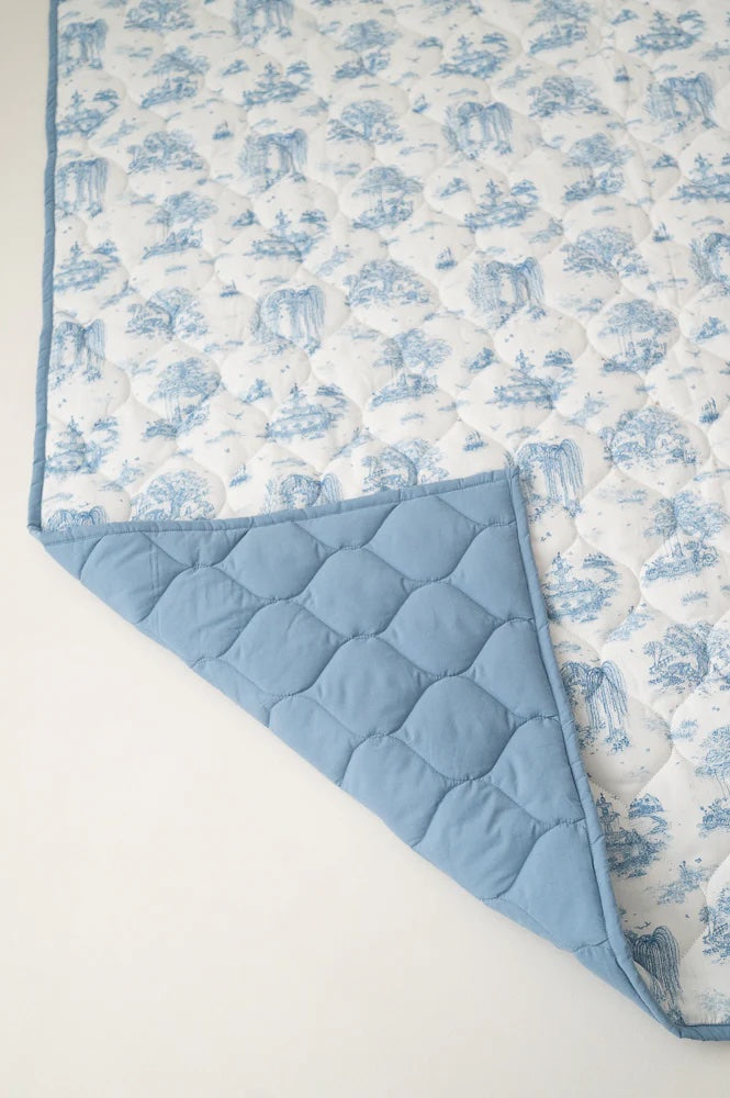 Gilded Bird Quilted Play Mat - Spring Toile Blue