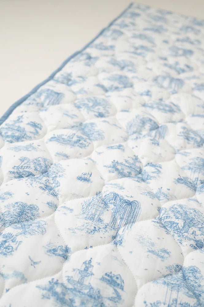 Gilded Bird Quilted Play Mat - Spring Toile Blue