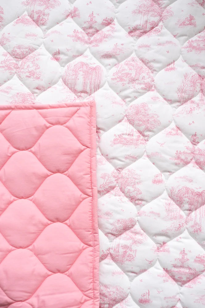 Gilded Bird Quilted Play Mat - Spring Toile Pink