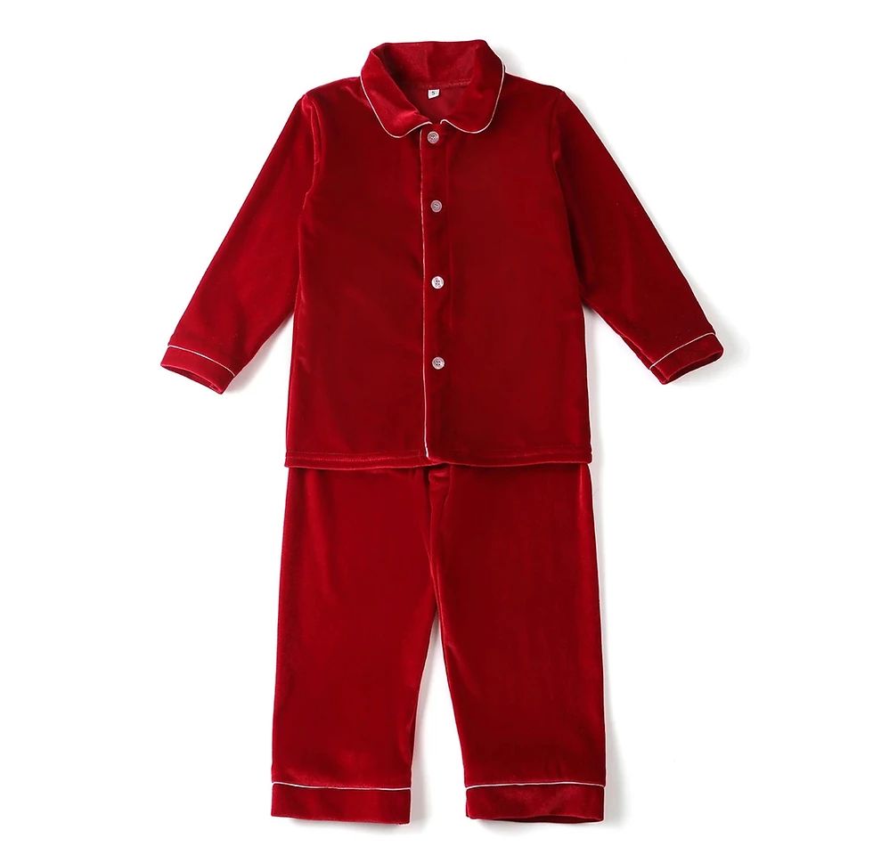 Red Boys Velour Christmas Pyjamas